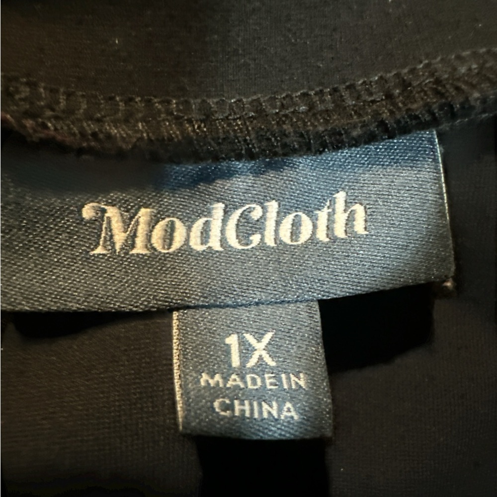Modcloth Black and Gold Starry A-Line Dress - Picture 2 of 7